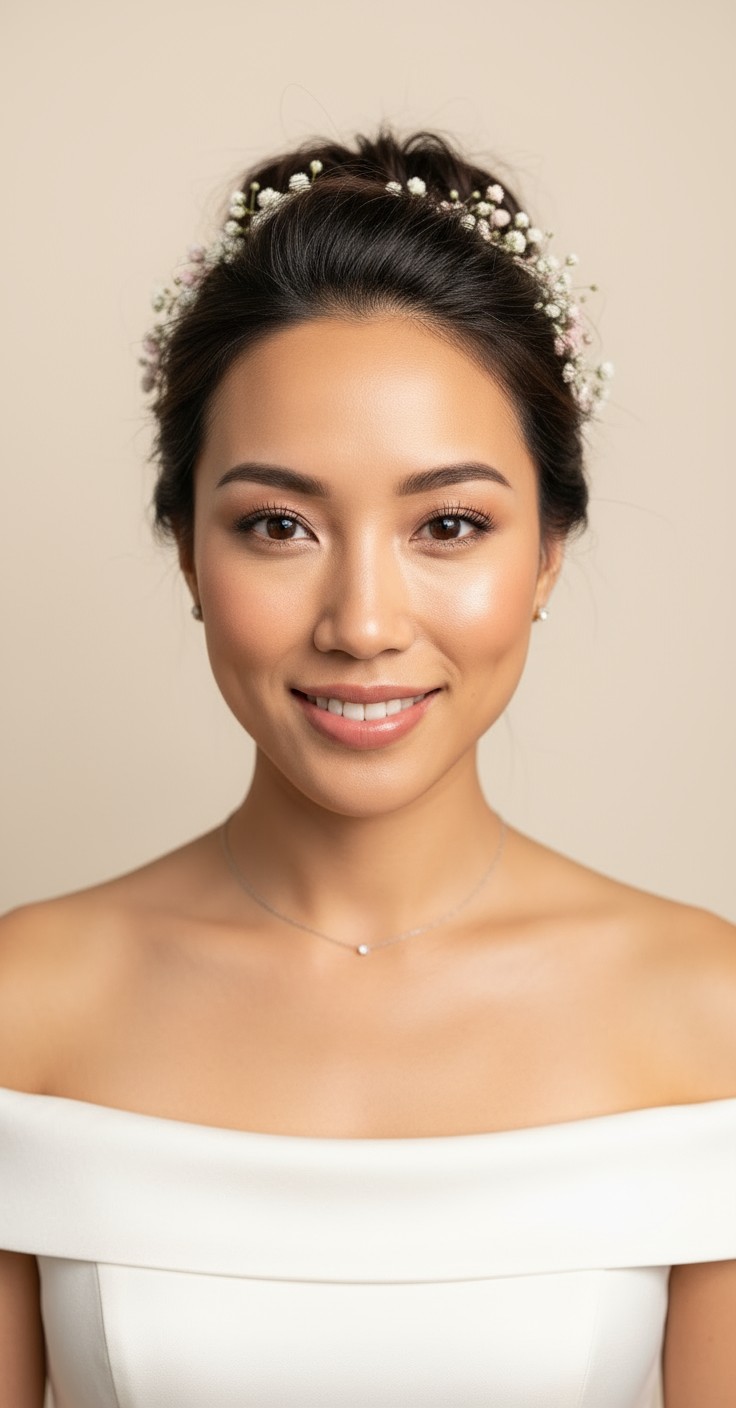 After Bridal Updo With Flowers